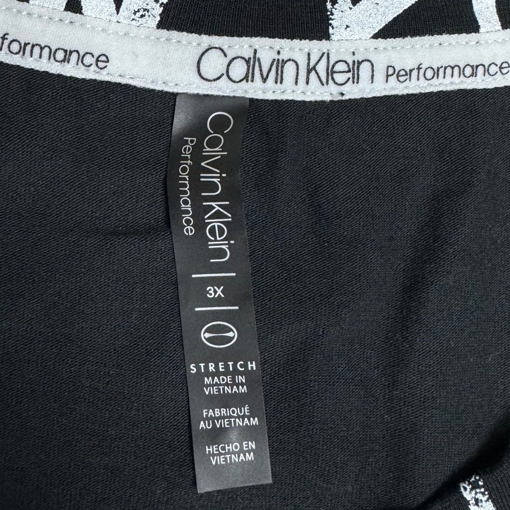 NWT Calvin Klein Performance Spellout Logo All Over Print T-Shirt Women 3X Black - Picture 5 of 10